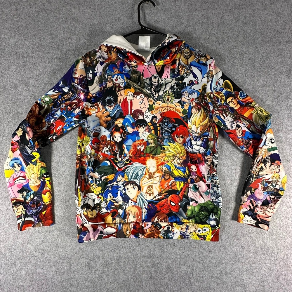 NewCosplay Hoodie XL Multicolor Mens Anime Mashup All Over Print Cartoon Classic
